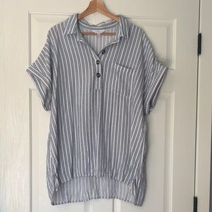 Time and Tru Navy and White Striped Shirt